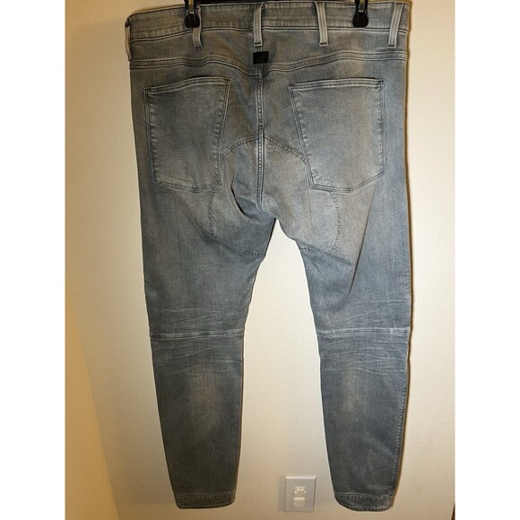 G Star Raw Jeans Men 36x34 Gray 3D Zip Knee Super Slim Moto Biker Faded 5620 - Picture 4 of 16